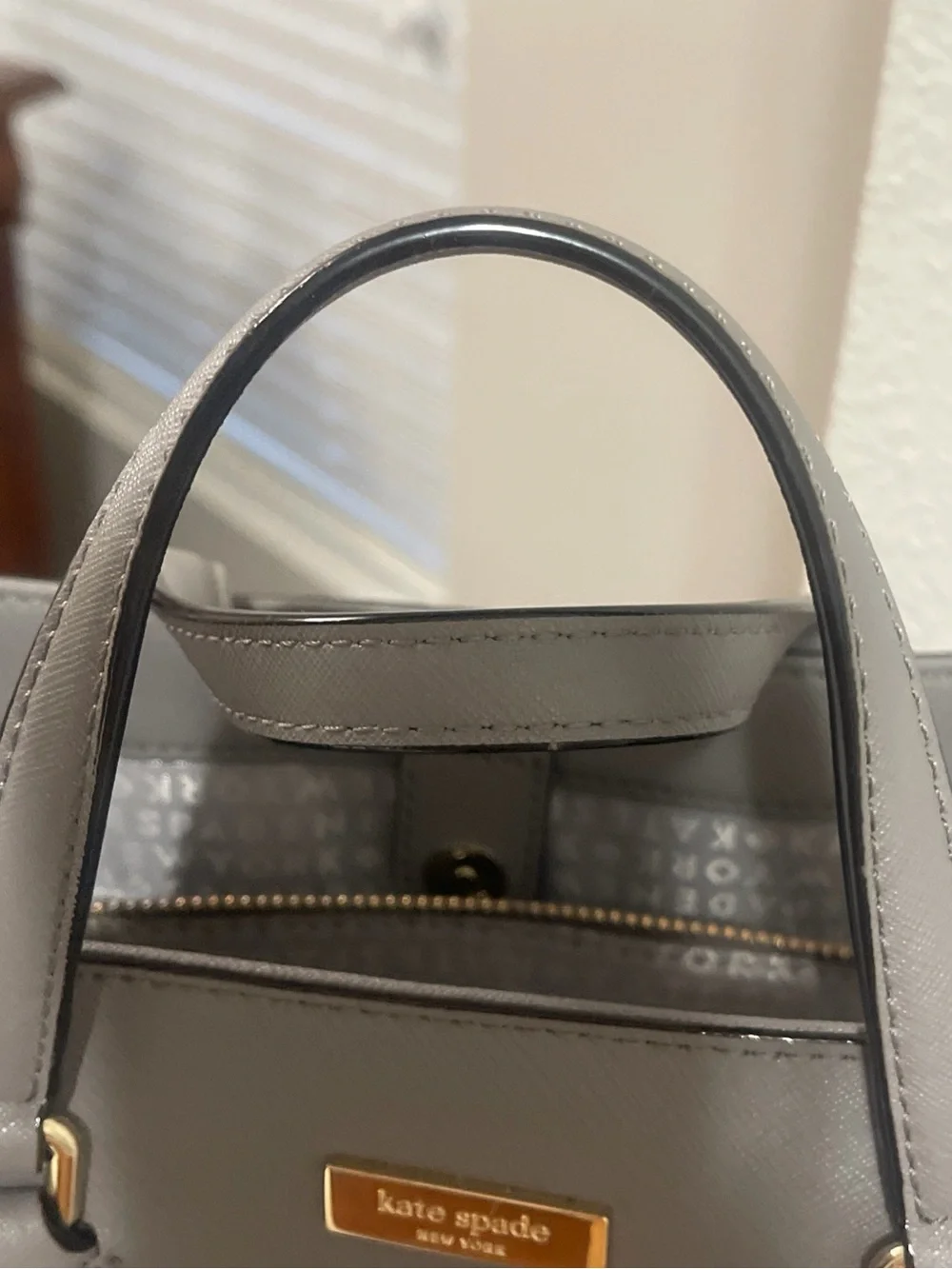 kate spade Gray Saffiano Leather Satchel with Crossbody Strap